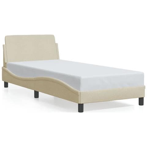 Giroletto Con Testiera Senza Materasso Crema 90x190 Cm Tessuto - Foto 2