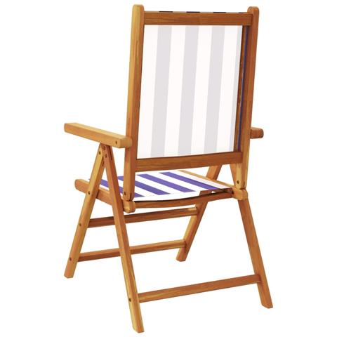 Sedie da Giardino Reclinabili 6 pz Blu e Bianco Tessuto e Legno - Foto 2