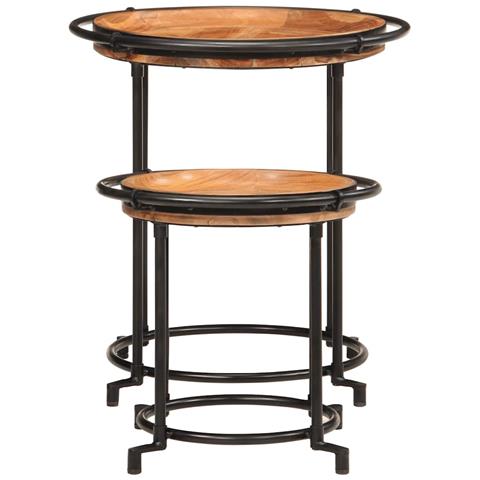 Set Tavolino 2 pz in Legno Massello di Acacia - Foto 1