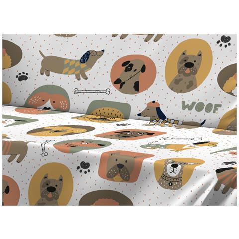 Telo Arredo Granfoulard Copritutto Salvadivano 100% Cotone Dis. Cani 25 Gi Matrimoniale Cani 25 - Foto 2