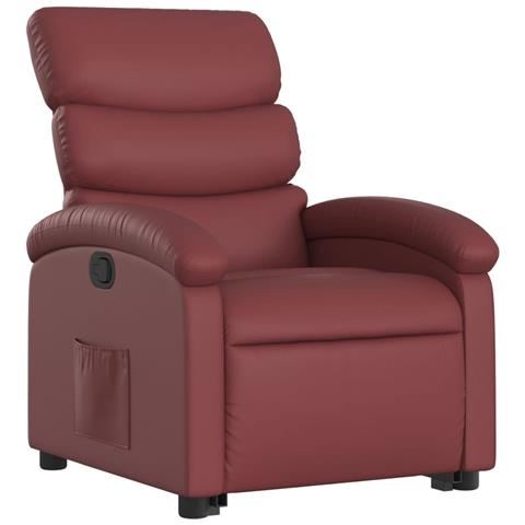 Poltrona Alzapersona Reclinabile Rosso Vino In Similpelle - Foto 2