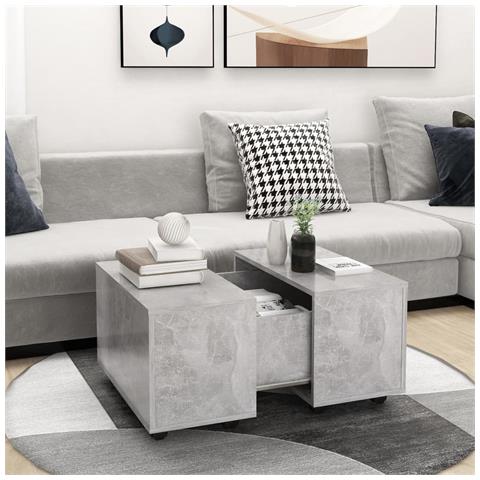 Tavolino Da Salotto Grigio Cemento 60x60x38cm Legno Multistrato - Foto 8