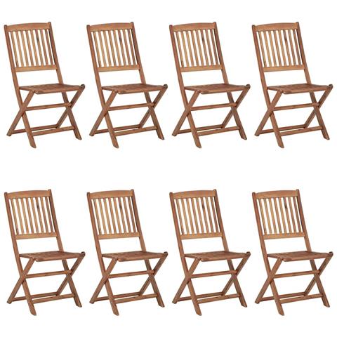 Sedie Da Giardino Pieghevoli 8 Pz Con Cuscini Massello Acacia - Foto 1
