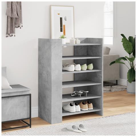 Lusso Casadino -  Scarpiera Grigio Cemento 74,5x37,5x100 Cm In Legno Multistrato - Foto 8