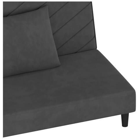 Divano Letto a 2 Posti con 2 Cuscini Grigio Scuro in Velluto - Foto 9