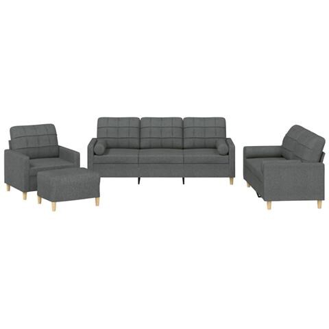 Set di Divani 4 pz con Cuscini Grigio Scuro in Tessuto - Foto 1