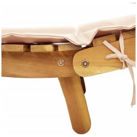 Lettini Prendisole con Cuscini 2 pz Beige Legno Massello Acacia - Foto 9