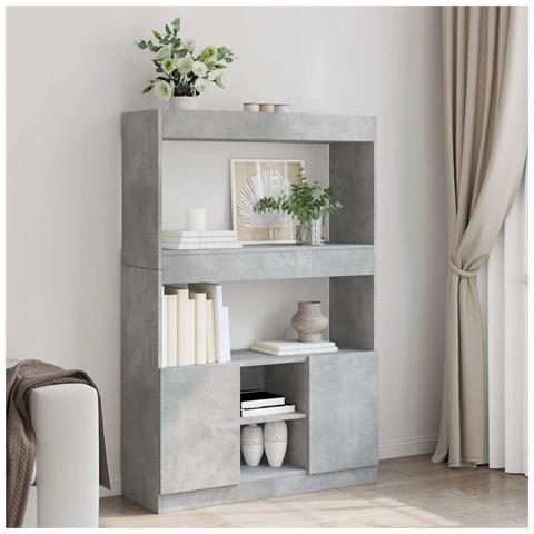 Credenza Grigio Cemento 92x33x140 cm in Legno Multistrato - Foto 2