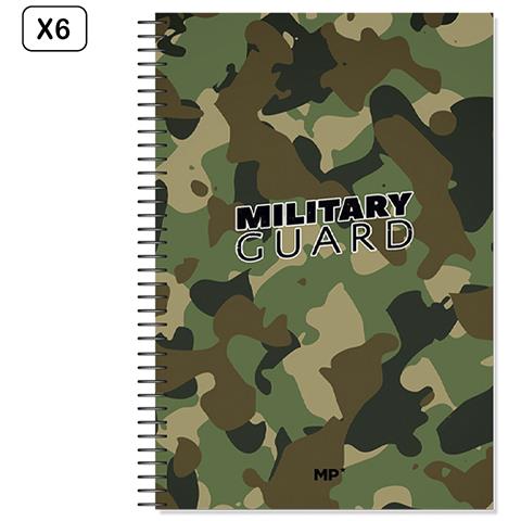 Pacco Da 6 Unità Notebook Ad Anello Fº 80 Fogli 90 G/m² Design Military Guard - Foto 1