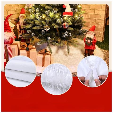 Tappetino Decorativo Per Albero Di Natale In Pelliccia Sintetica Bianca 150 Cm - Foto 2