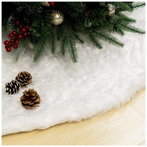 Tappetino Decorativo Per Albero Di Natale In Pelliccia Sintetica Bianca 150 Cm - Foto 1