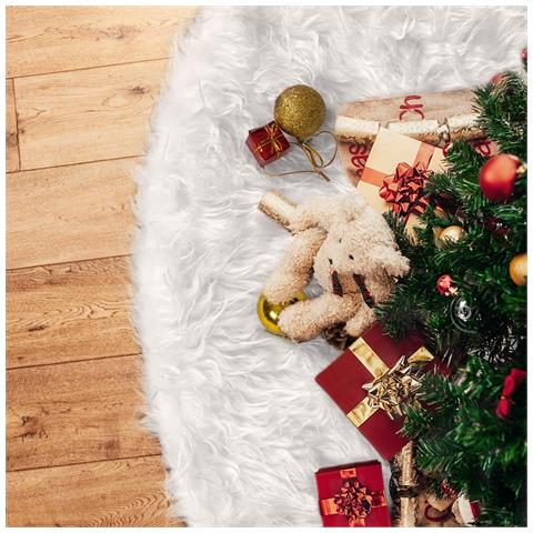 Tappetino Decorativo Per Albero Di Natale In Pelliccia Sintetica Bianca 150 Cm - Foto 7