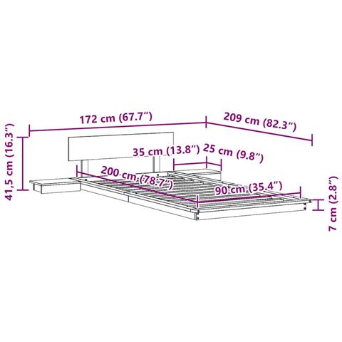 Struttura del letto Marrone 90 x 200 cm legno - Foto 9
