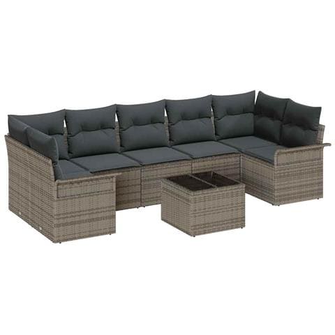 Set Divano da Giardino con cuscino 8 pcs Grigio 55 x 55 x 37 cm - Foto 1