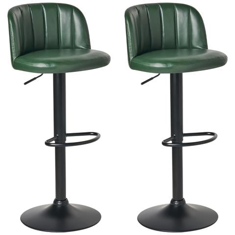 Set Di 2 Sgabelli Da Bar Vlore Pelle Sintetica Verde Scuro - Foto 2