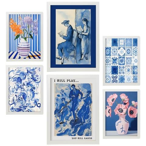 Set Di 6 Stampe Dipinti Di Successo In Versatili Dipinti Decorativi Estetici Per Il Tuo Soggiorno, Camera Da Letto, Casa A3 & A4 Cornice Bianca - Foto 1