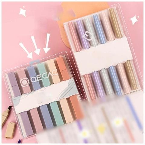 Set Di Evidenziatori Pastel A 6 Colori Delicati Per Gli Occhi - Punta A Scalpello Morbida, Asciugatura Rapida, Anti-sbavature - Foto 2