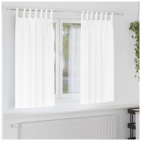Tende con tende 2 pcs Bianco Puro Poliestere - Foto 2