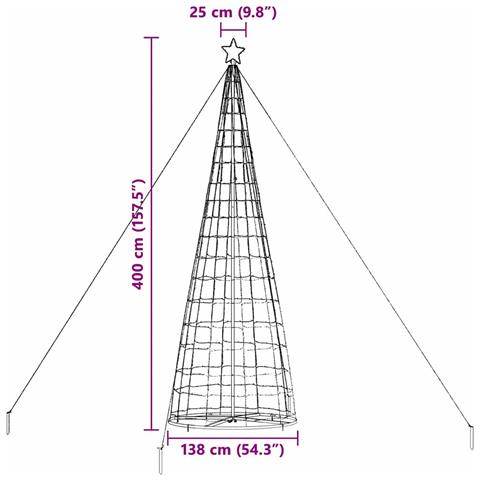 Albero di Natale LED con 800 LED Bianco freddo 400 cm Ferro - Foto 9