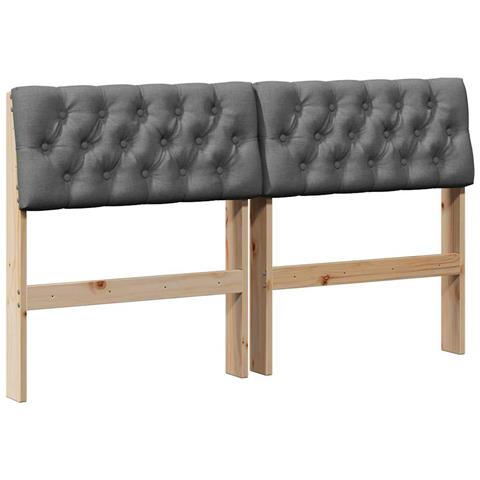 Testiera imbottita Grigio scuro 140 cm Pino massello - Foto 1