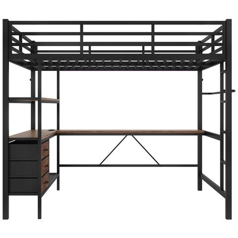 Letto Soppalco Matrimoniale Con Scrivania, Led, Usb E 3 Cassetti - Foto 2