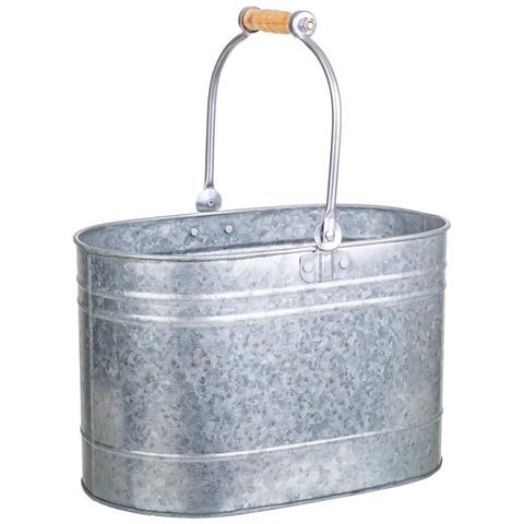 Cestino Metallo Argento 30,5x18x20/37h - Foto 1