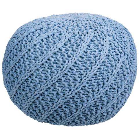 Puf In Cotone Intrecciato Blu 45x45x30h - Foto 1
