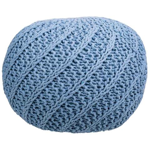 Puf In Cotone Intrecciato Blu 45x45x30h - Foto 2