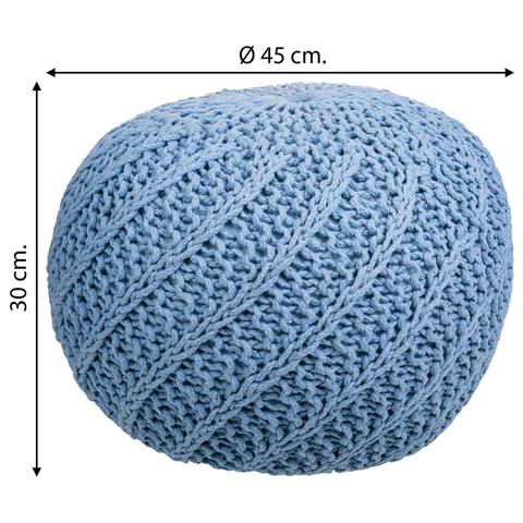 Puf In Cotone Intrecciato Blu 45x45x30h - Foto 5
