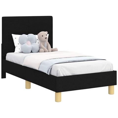 Struttura letto per bambini con testata Nero 70 x 140 cm - Foto 1