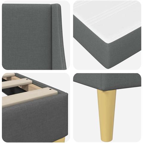 Struttura letto con materasso Grigio scuro 100 x 200 cm Tessuto - Foto 9