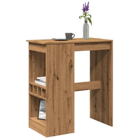 Tavolo Bar con Rastrelliera Rovere 90x47,5x103,5 cm Multistrato - Foto 2