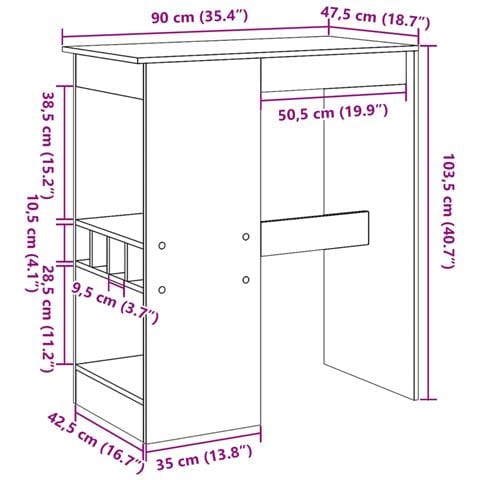 Tavolo Bar con Rastrelliera Rovere 90x47,5x103,5 cm Multistrato - Foto 9