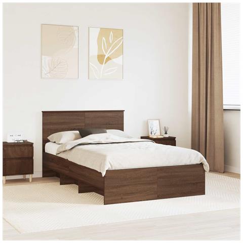 Struttura del letto con testiera Rovere Marrone 120 x 123 cm - Foto 2