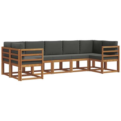 Set di divani da esterno con cuscino 7 pcs Naturale e Antracite - Foto 1
