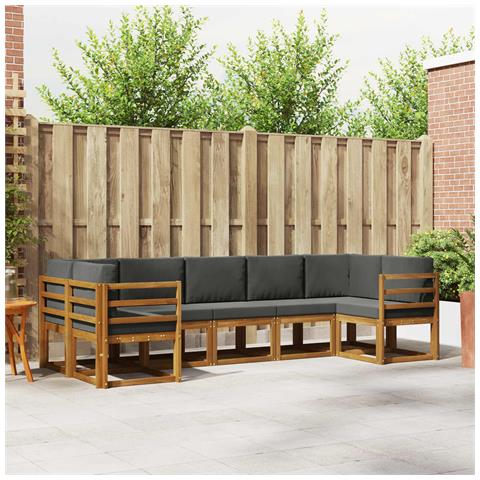 Set di divani da esterno con cuscino 7 pcs Naturale e Antracite - Foto 2