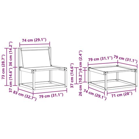 Set di divani da esterno con cuscino 4 pcs Naturale e Nero - Foto 9