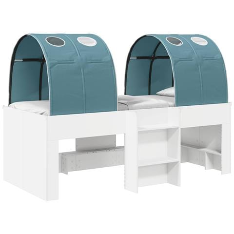 Letto con Tunnel 4 pcs Bianco e azzurro Legno ingegnerizzato - Foto 1