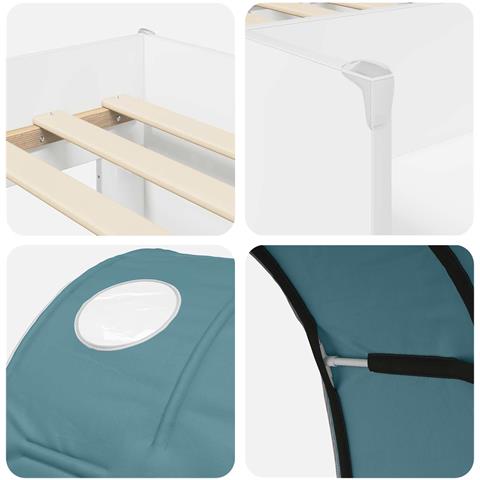 Letto con Tunnel 4 pcs Bianco e azzurro Legno ingegnerizzato - Foto 9
