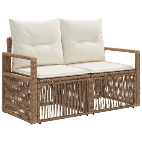 Divano da giardino 2-Numero di posti Beige polyrattan - Foto 1