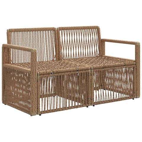 Divano da giardino 2-Numero di posti Beige polyrattan - Foto 2
