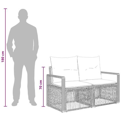 Divano da giardino 2-Numero di posti Beige polyrattan - Foto 9