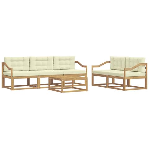 Set di divani da esterno con cuscino 6 pcs Bianco e Crema - Foto 1