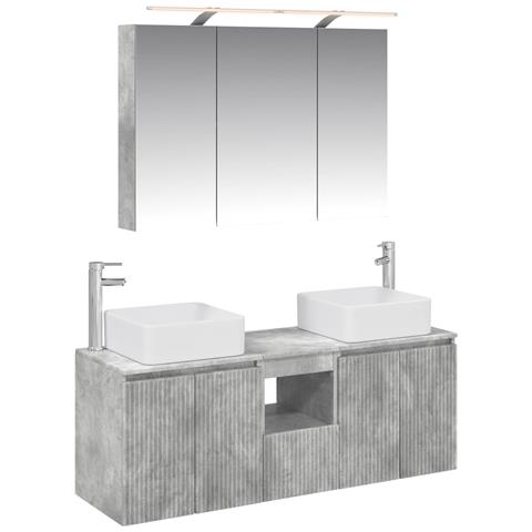 Set di Armadi da Bagno 4 pcs Grigio Cemento 100 x 14,5 x 70 cm - Foto 1