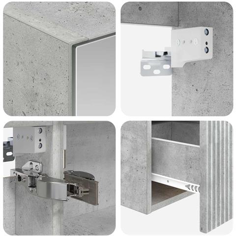 Set di Armadi da Bagno 4 pcs Grigio Cemento 100 x 14,5 x 70 cm - Foto 9