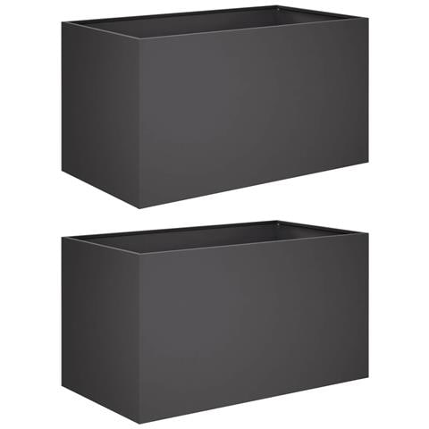Vaso da giardino 2 pz Nero 80 x 50 x 50 cm - Foto 1
