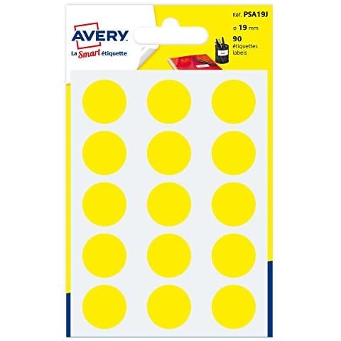 conf. 6 ff Etichette rotonde blister gialle diam 19mm PSA19J - Foto 1