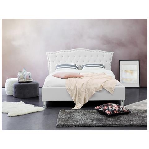 Letto Matrimoniale Con Contenitore In Pelle Sintetica Bianca 140x200cm Metz - Foto 26