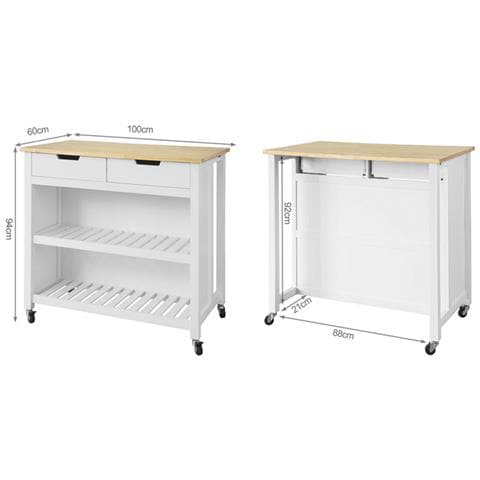 Penisola Cucina Piano Di Lavoro Per Cucina Con 2 Cassetti A 2 Ripiani L100*p60*a94cm, Fkw74-wn - Foto 2