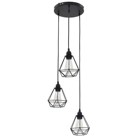 Lampadario Con Design Diamante Nero 3 Lampadine E27 - Foto 2